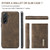 Samsung Galaxy A37 5G DG.MING M1 Series 3-Fold Multi Card Wallet + Magnetic Phone Case - Coffee
