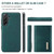 Samsung Galaxy A37 5G DG.MING M1 Series 3-Fold Multi Card Wallet + Magnetic Phone Case - Green