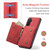 Samsung Galaxy A37 5G DG.MING M1 Series 3-Fold Multi Card Wallet + Magnetic Phone Case - Red