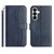 Samsung Galaxy A37 5G Dual-Folded S-shape Leather Phone Case - Navy Blue
