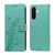 Samsung Galaxy A37 5G Embossed Butterfly Flowers Leather Phone Case - Green