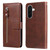 Samsung Galaxy A37 5G Fashion Calf Texture Zipper Leather Phone Case - Brown