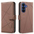 Samsung Galaxy A37 5G Geometric Pattern RFID Leather Phone Case - Brown
