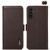 Samsung Galaxy A37 5G KHAZNEH Side-Magnetic Litchi Genuine Leather RFID Phone Case - Brown