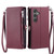 Samsung Galaxy A37 5G Leather Stitching Multi-card Slot Zipper Phone Case - Wine Red