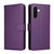 Samsung Galaxy A37 5G Litchi Texture RFID Blocking 3-Card Wallet Leather Phone Case - Purple