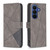 Samsung Galaxy A37 5G Magnetic Buckle Rhombus Texture Leather Phone Case - Grey