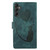 Samsung Galaxy A37 5G Pen Heart Cat Embossed Leather Phone Case - Green