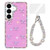 Samsung Galaxy A37 5G Sparkling IMD Colorful Bow Phone Case with Bracelet - Glitter Light Purple