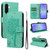Samsung Galaxy A37 5G Tree & Cat Embossed Pattern Flip Leather Phone Case - Green