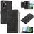 Samsung Galaxy A37 5G Tulips Embossed Leather Phone Case with Lanyard - Black