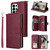 Samsung Galaxy S26 Ultra 5G 9-Card Slots Zipper Wallet Bag Leather Phone Case - Wine Red