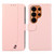 Samsung Galaxy S26 Ultra 5G ABEEL Delicate Texture Splicing RFID Leather Phone Case - Pink