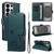 Samsung Galaxy S26 Ultra 5G Adorable Cat Embossed Pattern Flip Leather Phone Case - Dark Green