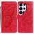 Samsung Galaxy S26 Ultra 5G Butterfly Flutter Pattern Embossed Leather Phone Case - Red