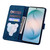 Samsung Galaxy S26 Ultra 5G Cartoon Sakura Cat Embossed Leather Phone Case - Royal Blue