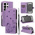 Samsung Galaxy S26 Ultra 5G Cat and Bee Embossed Flip Leather Phone Case - Purple