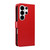 Samsung Galaxy S26 Ultra 5G Cat and Bee Embossed Flip Leather Phone Case - Red
