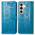 Samsung Galaxy S26 Ultra 5G Cat and Dog Embossed Leather Phone Case - Blue