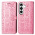 Samsung Galaxy S26 Ultra 5G Cat and Dog Embossed Leather Phone Case - Pink