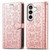 Samsung Galaxy S26 Ultra 5G Cat and Dog Embossed Leather Phone Case - Rose Gold