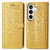 Samsung Galaxy S26 Ultra 5G Cat and Dog Embossed Leather Phone Case - Yellow