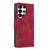 Samsung Galaxy S26 Ultra 5G Cherry Blossoms Embossed Leather Phone Case - Red