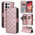 Samsung Galaxy S26 Ultra 5G Crossbody Rhombic Zipper Tower Buckle Leather Phone Case with Lanyard - Rose Gold