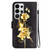 Samsung Galaxy S26 Ultra 5G Crystal Texture Colored Drawing Leather Phone Case - Gold Butterfly Rose