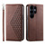 Samsung Galaxy S26 Ultra 5G Cubic Grid Calf Texture Magnetic Leather Phone Case - Brown