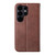 Samsung Galaxy S26 Ultra 5G Cubic Grid Calf Texture Magnetic Leather Phone Case - Brown