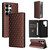 Samsung Galaxy S26 Ultra 5G Cubic Grid Texture Flip Leather Phone Case - Brown