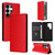 Samsung Galaxy S26 Ultra 5G Cubic Grid Texture Flip Leather Phone Case - Red