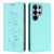 Samsung Galaxy S26 Ultra 5G Cute Cats Embossed Magnetic RFID Vegan Leather Phone Case - Mint Green