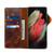 Samsung Galaxy S26 Ultra 5G Denior B01 Oil Wax Cowhide Magnetic Button Genuine Leather Case - Brown