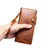 Samsung Galaxy S26 Ultra 5G Denior B01 Oil Wax Cowhide Magnetic Button Genuine Leather Case - Brown