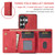 Samsung Galaxy S26 Ultra 5G DG.MING M1 Series 3-Fold Multi Card Wallet + Magnetic Phone Case - Red