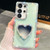 Samsung Galaxy S26 Ultra 5G Diamond Glitter Mirror Heart Holder Phone Case - Light Green