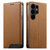 Samsung Galaxy S26 Ultra 5G Dierfeng Splicing Strong Magnetic RFID Vegan Leather Phone Case - Brown
