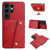 Samsung Galaxy S26 Ultra 5G Double Buckle Card Slots Magnetic Phone Case - Red