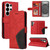 Samsung Galaxy S26 Ultra 5G Dual-color Splicing Flip Leather Phone Case - Red