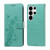 Samsung Galaxy S26 Ultra 5G Embossed Butterfly Flowers Leather Phone Case - Green