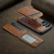 Samsung Galaxy S26 Ultra 5G Fierre Shann Cowhide Vertical Flip Magnetic Card Holder Phone Case - Brown
