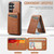 Samsung Galaxy S26 Ultra 5G Fierre Shann Cowhide Vertical Flip Magnetic Card Holder Phone Case - Brown
