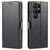 Samsung Galaxy S26 Ultra 5G Fierre Shann PU Genuine Leather Texture Phone Case - Black