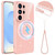 Samsung Galaxy S26 Ultra 5G Fine Hole Glossy Glitter Magnetic TPU Phone Case with Same Color Hand Strap - Pink