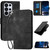 Samsung Galaxy S26 Ultra 5G Grid Butterfly Embossed Pattern Leather Phone Case with Lanyard - Black