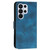 Samsung Galaxy S26 Ultra 5G Grid Butterfly Embossed Pattern Leather Phone Case with Lanyard - Dark Blue