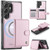 Samsung Galaxy S26 Ultra 5G JEEHOOD J09 Buckle Card Bag MagSafe Magnetic Style RFID Leather Phone Case - Pink