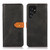 Samsung Galaxy S26 Ultra 5G KHAZNEH Dual-color Cowhide Texture Flip Leather Phone Case - Black
